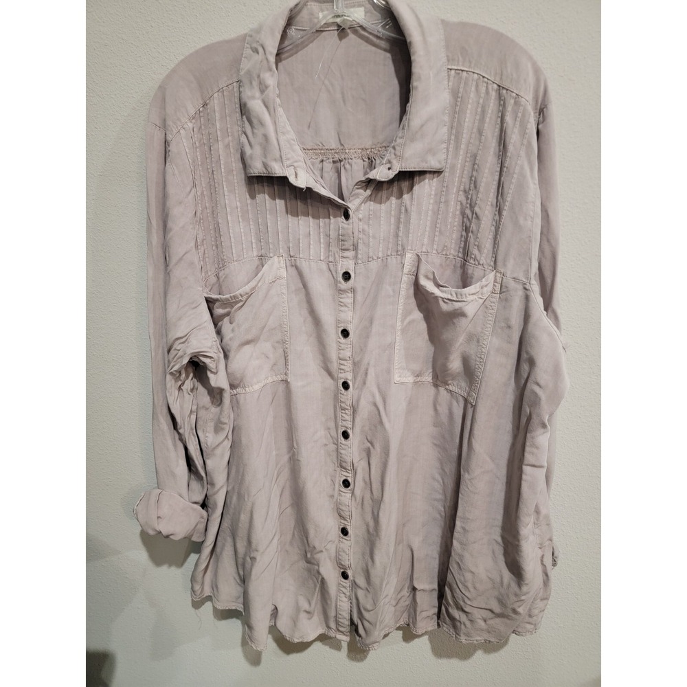 Maurices Shirt Womens Plus 3 3X Button Up Long Sleeve Lavender Casual